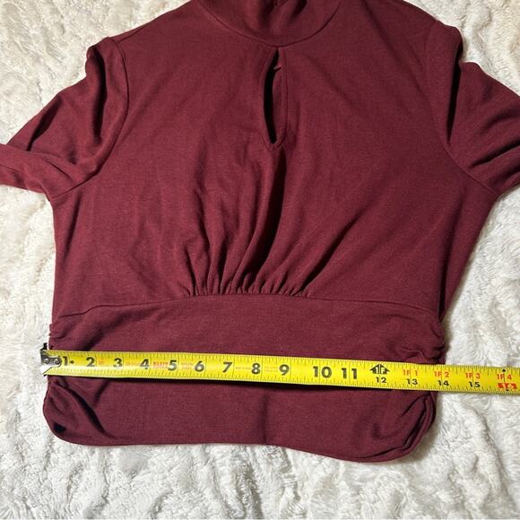 Brea Canyon Size L Rosa Claret Keyhole Turtleneck Blouse cropped business casual - Picture 11 of 15